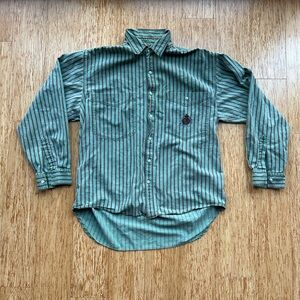 Vintage Striped Button Down Embroidered Shirt